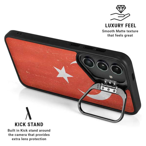 Turkish Flag Distressed Galaxy S24 FE Kickstand Case